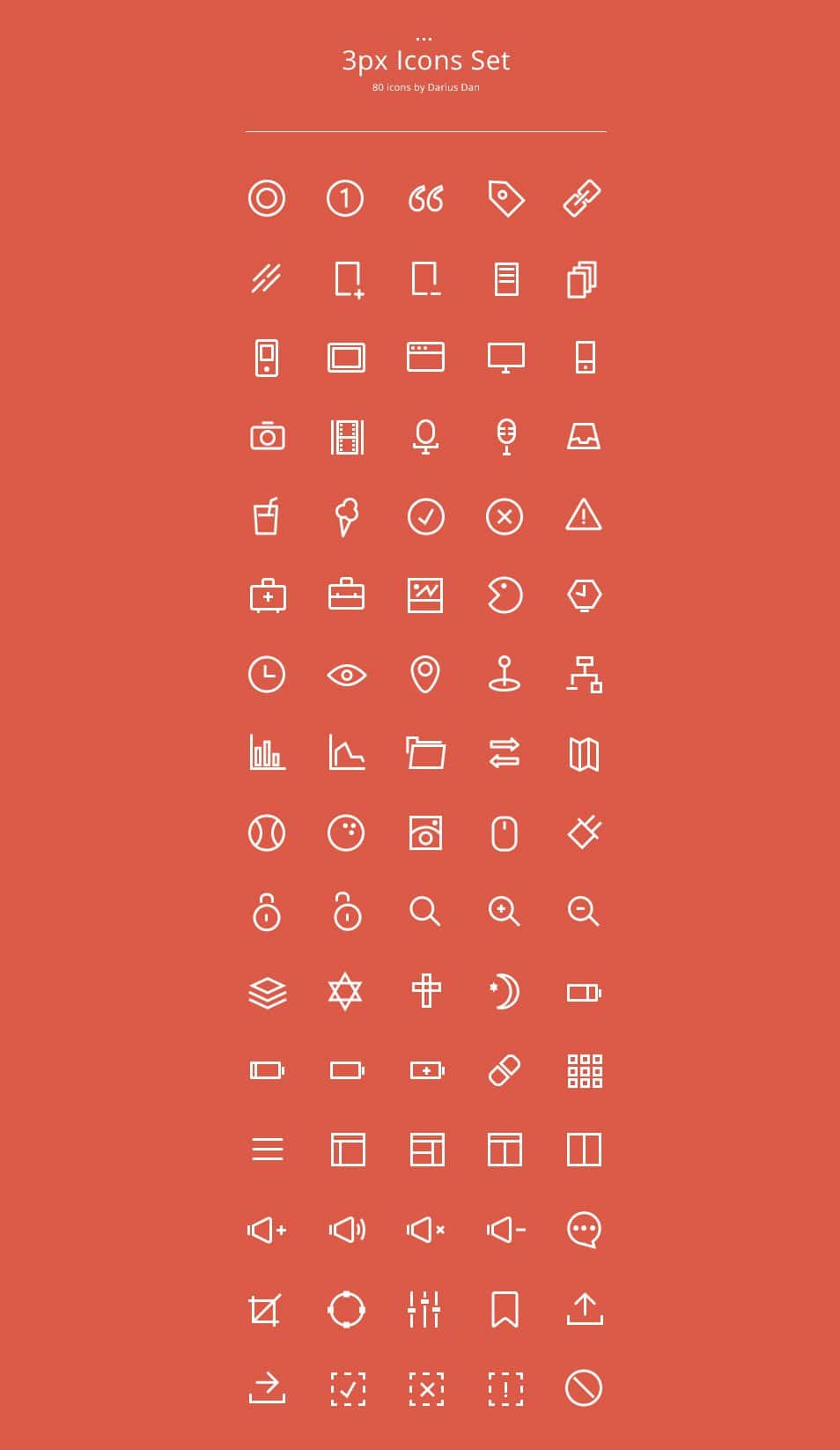 250+ Ultimate Collection of Free Line Icon Sets 60 3px Icons Set