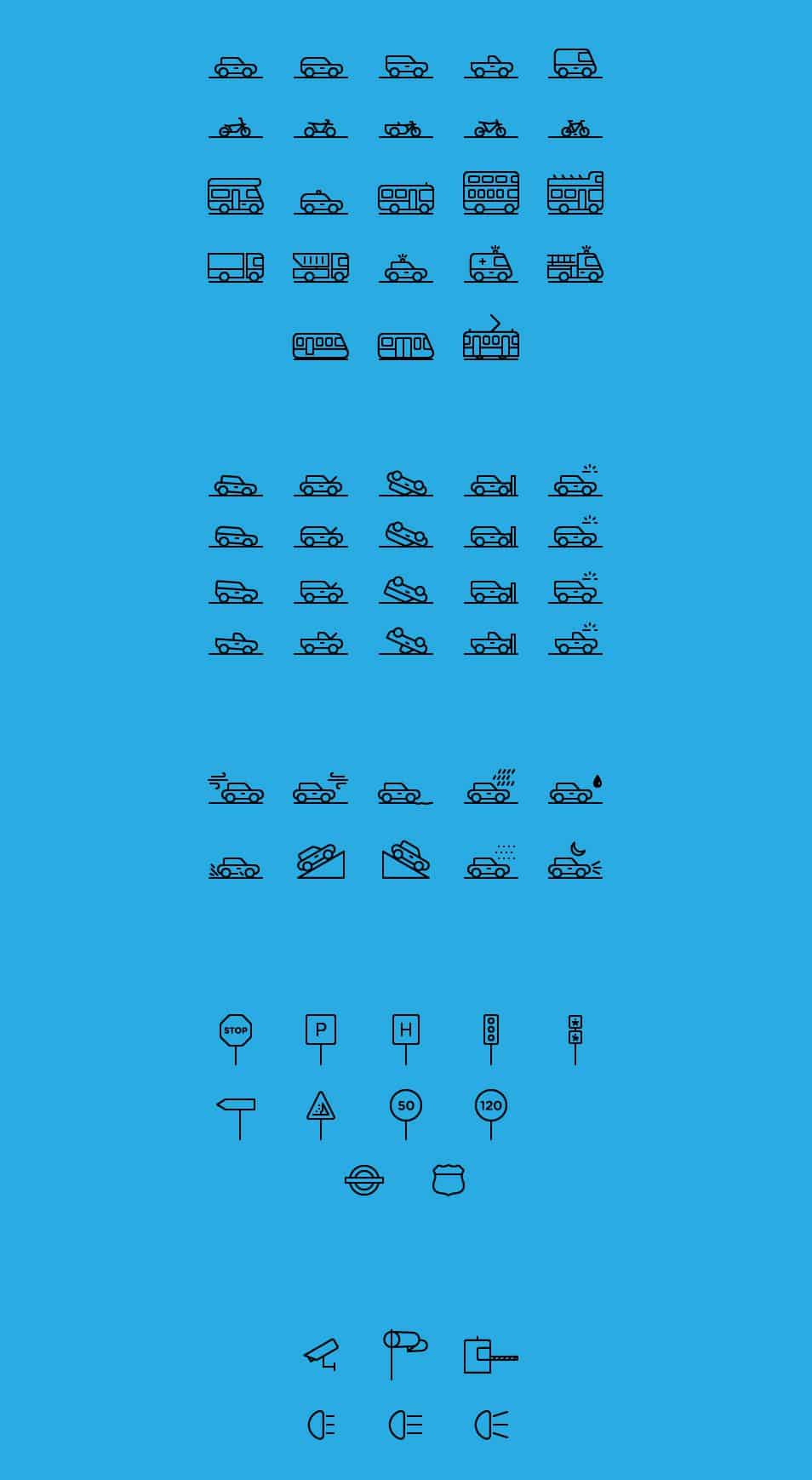 250+ Ultimate Collection of Free Line Icon Sets 170 71 Traffic & Transportation Icon Collection