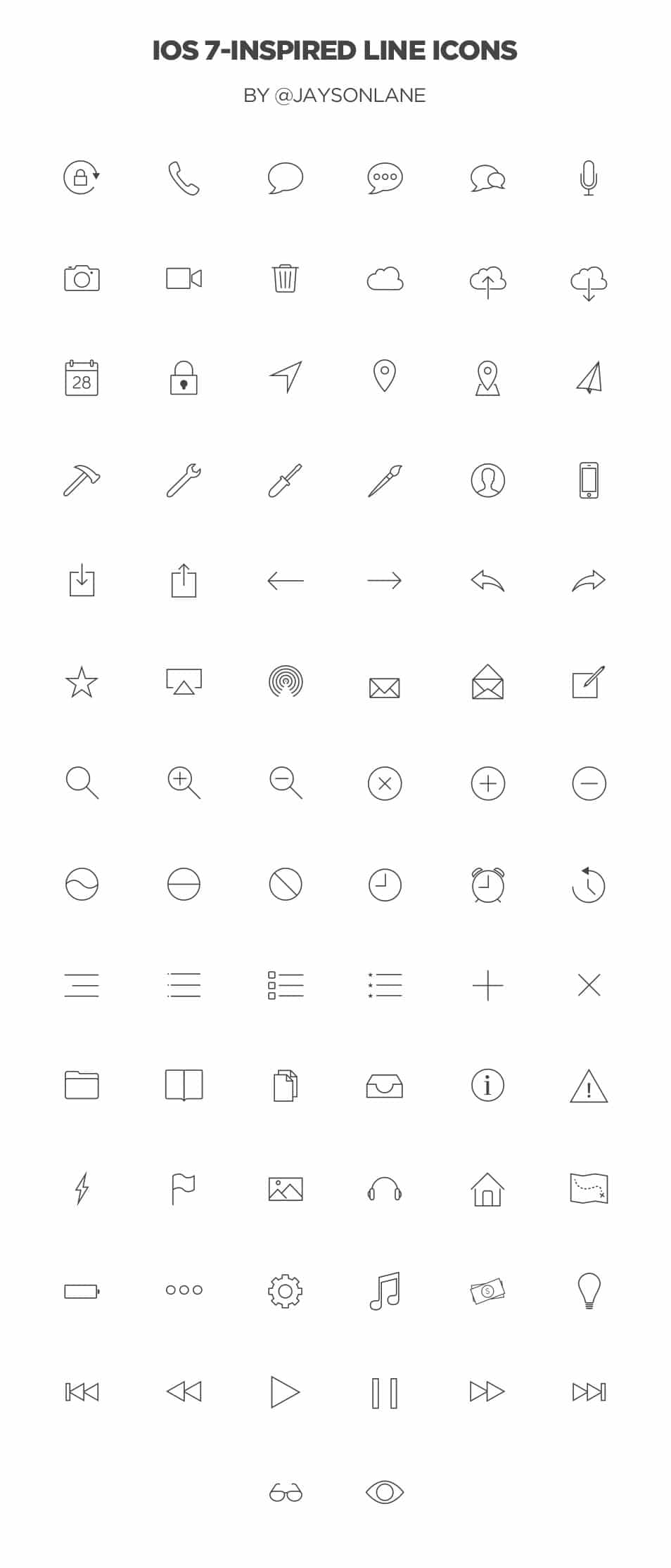 250+ Ultimate Collection of Free Line Icon Sets 28 80 iOS7-style line icons