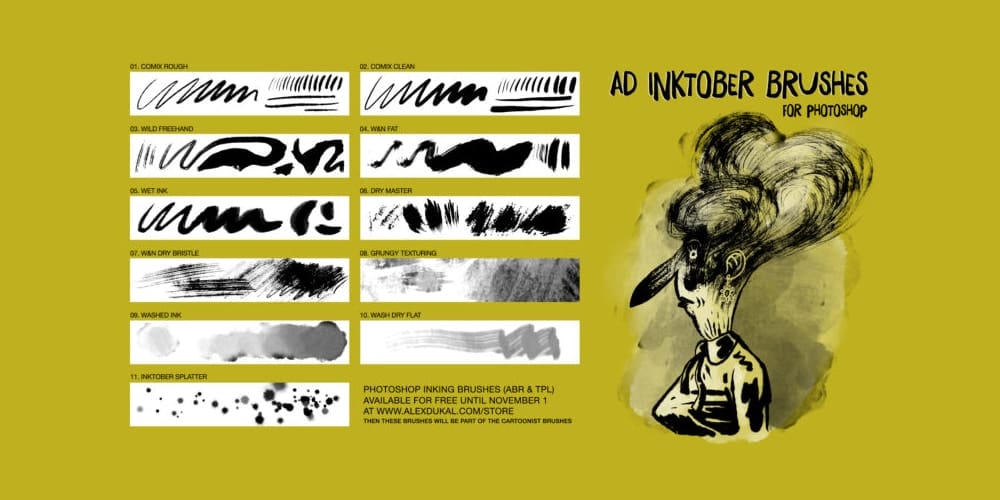 Collection of Best Photoshop Brushes 200 AD Inktober Brushes