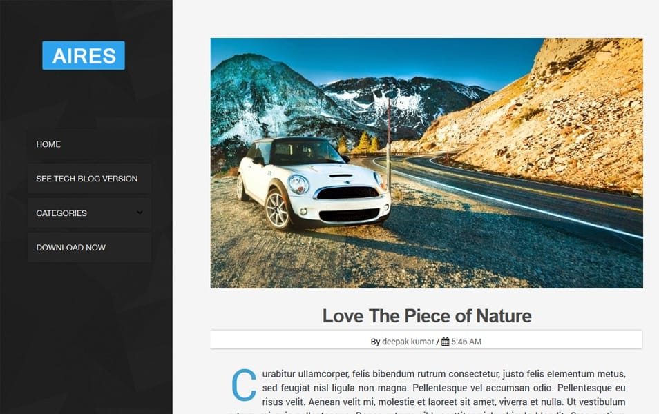 Aires Blog Responsive Blogger Template