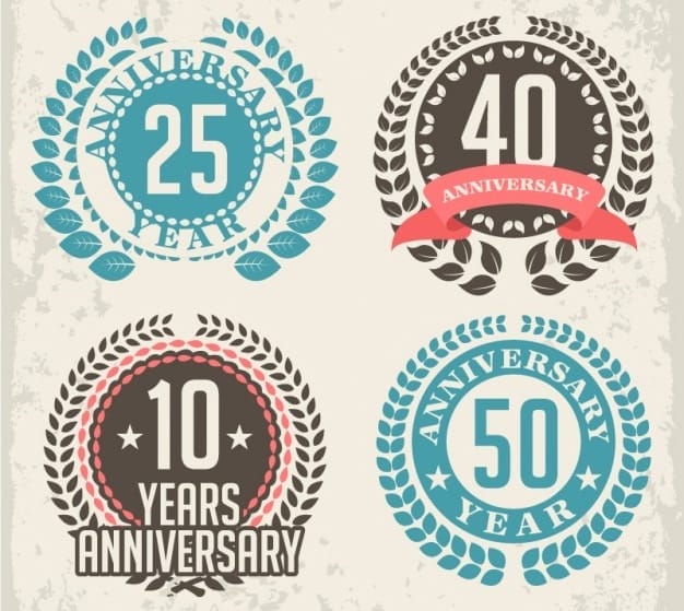 Anniversary laurel badges 