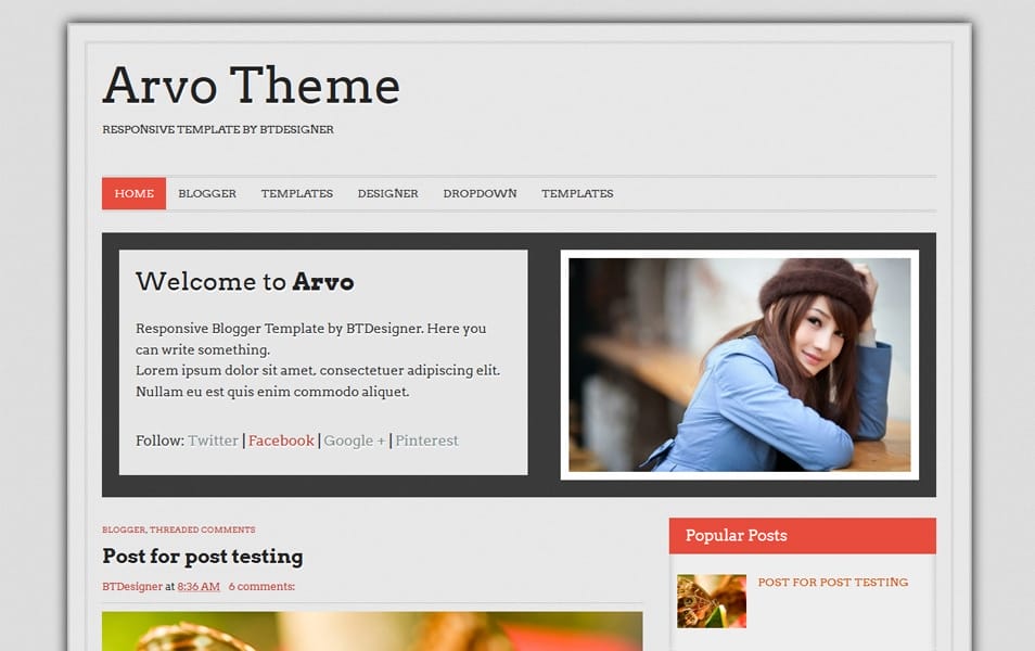 Arvo Responsive Minimalist Blogger Template