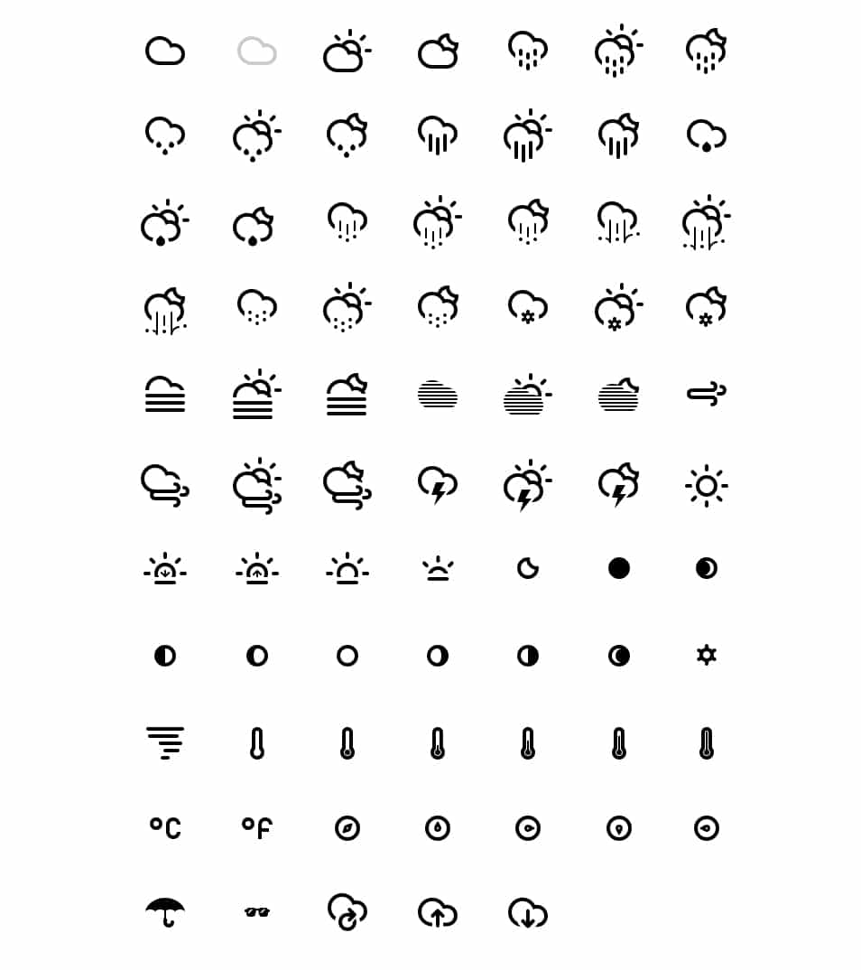250+ Ultimate Collection of Free Line Icon Sets 128 Climacons
