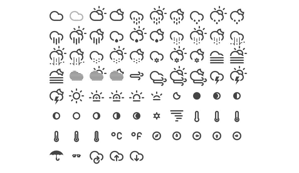 250+ Ultimate Collection of Free Line Icon Sets 126 Climacons