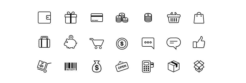 250+ Ultimate Collection of Free Line Icon Sets 123 E-commerce Icons