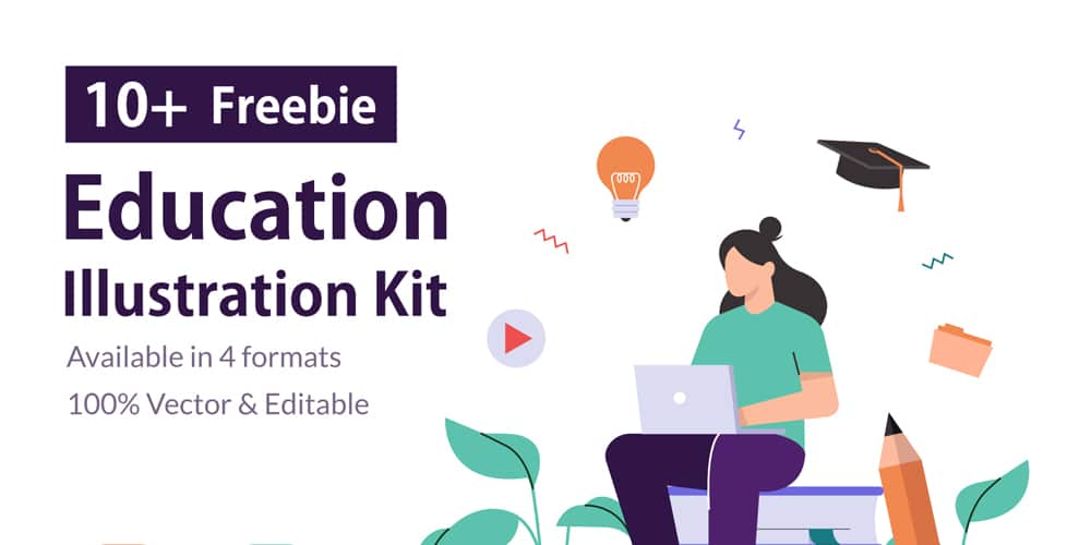 Latest Collection of Free SVG Icons & Illustrations 281 Education and Online Learning Illustration Kit