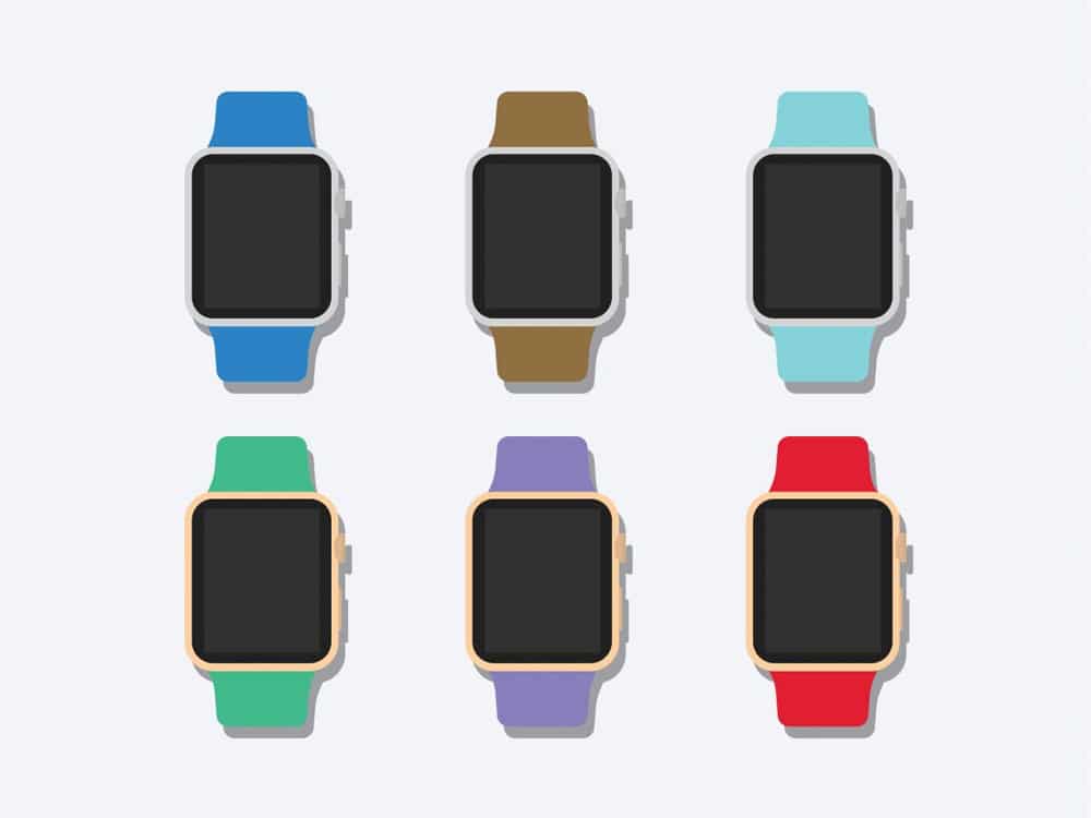 Flat 2D Apple Watch Mockup PSD 