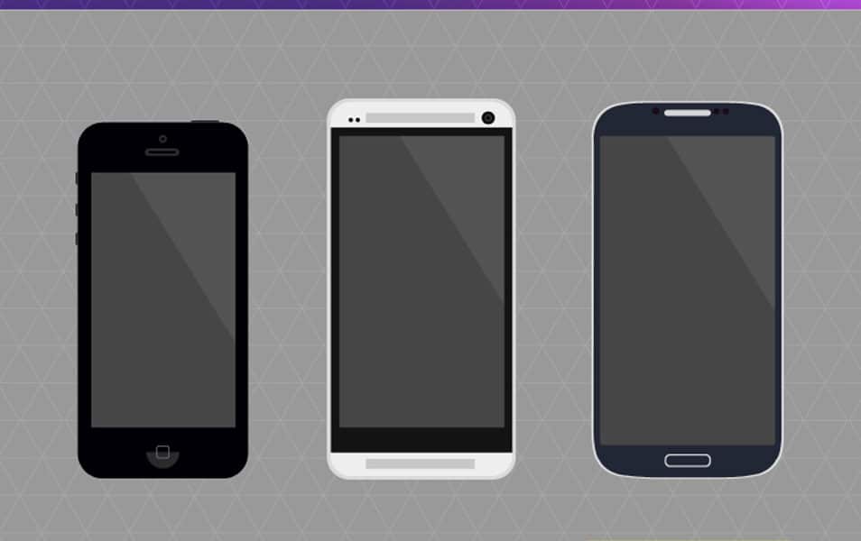 300+ Smartphone Mockup PSD Templates 346 Flat Phones