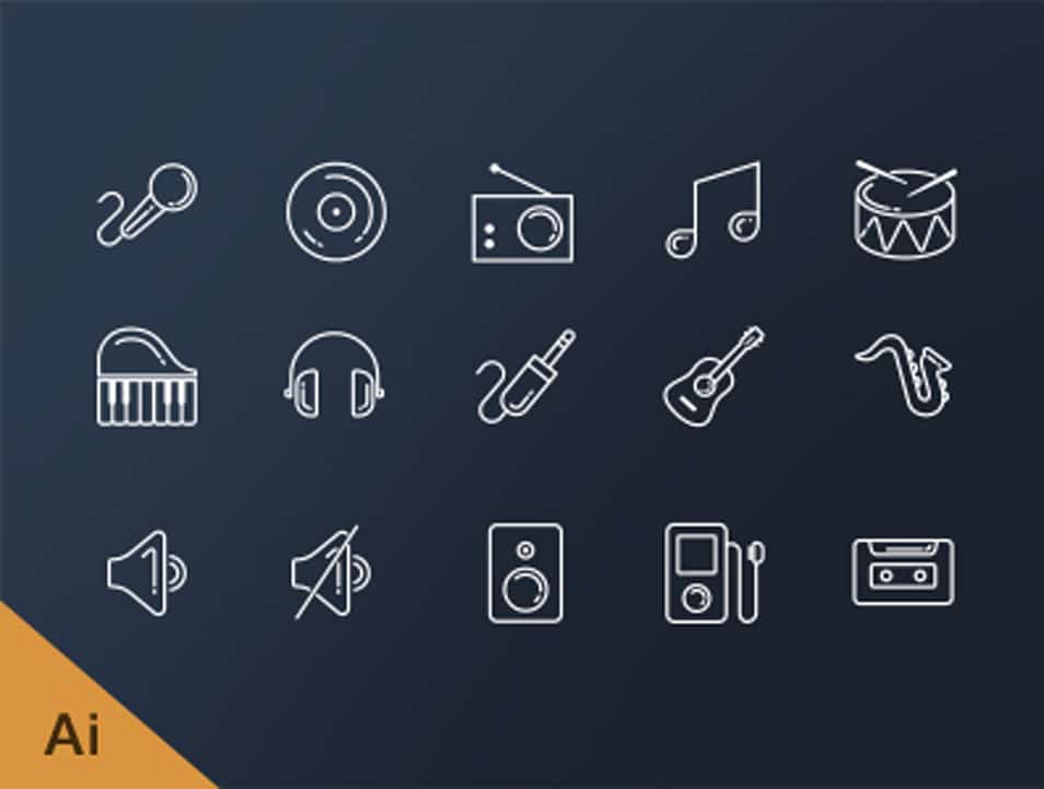 Free Music line icons