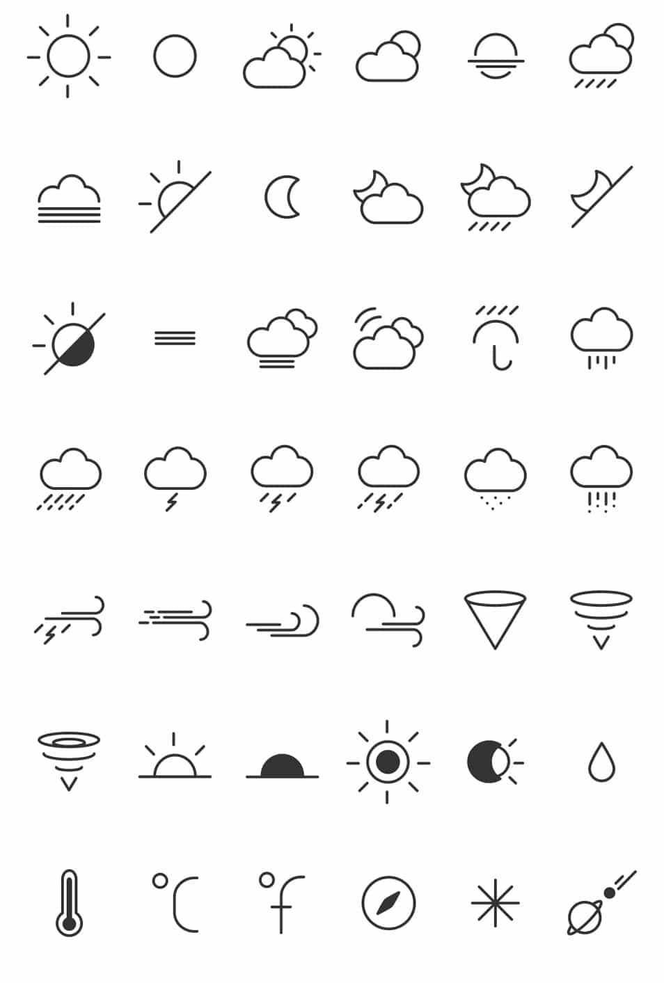 250+ Ultimate Collection of Free Line Icon Sets 124 Free Weather Icons