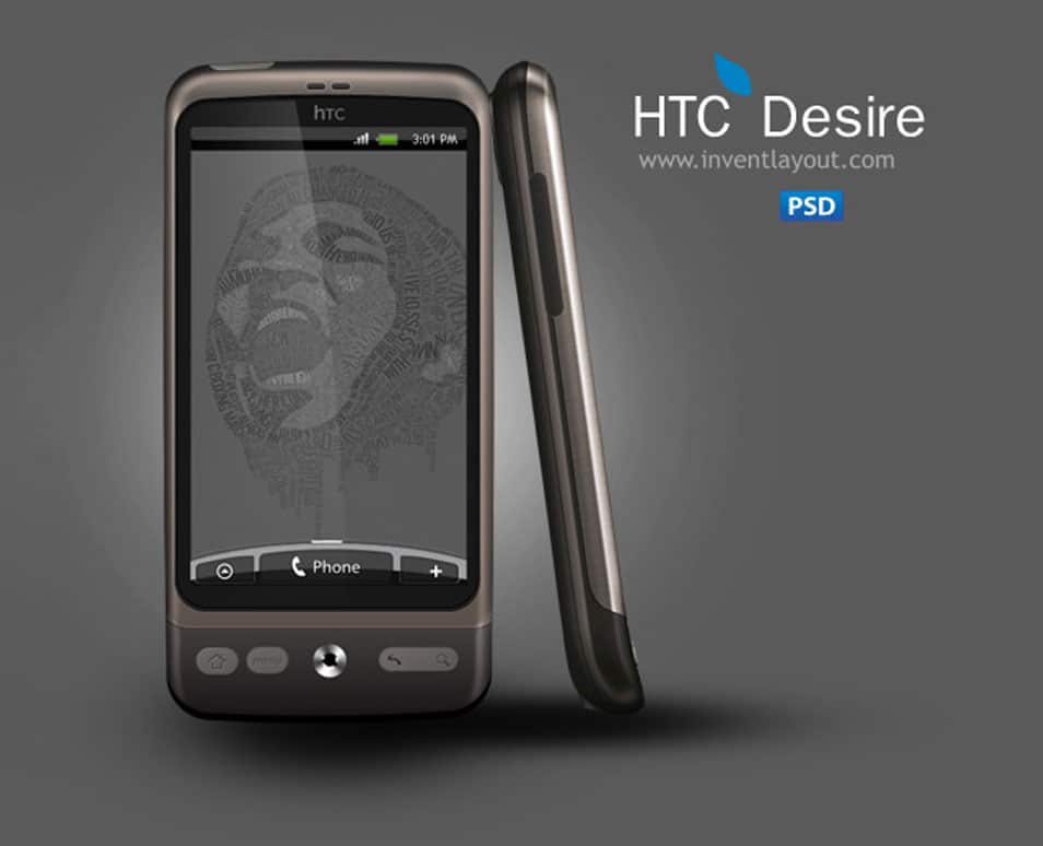 300+ Smartphone Mockup PSD Templates 155 HTC Desire PSD