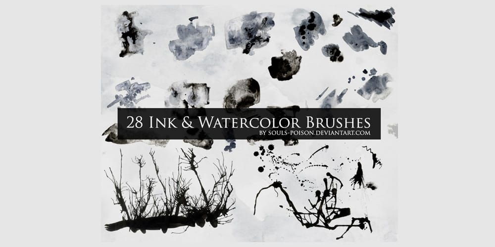 Collection of Best Photoshop Brushes 58 Ink and Watercolor Brushes