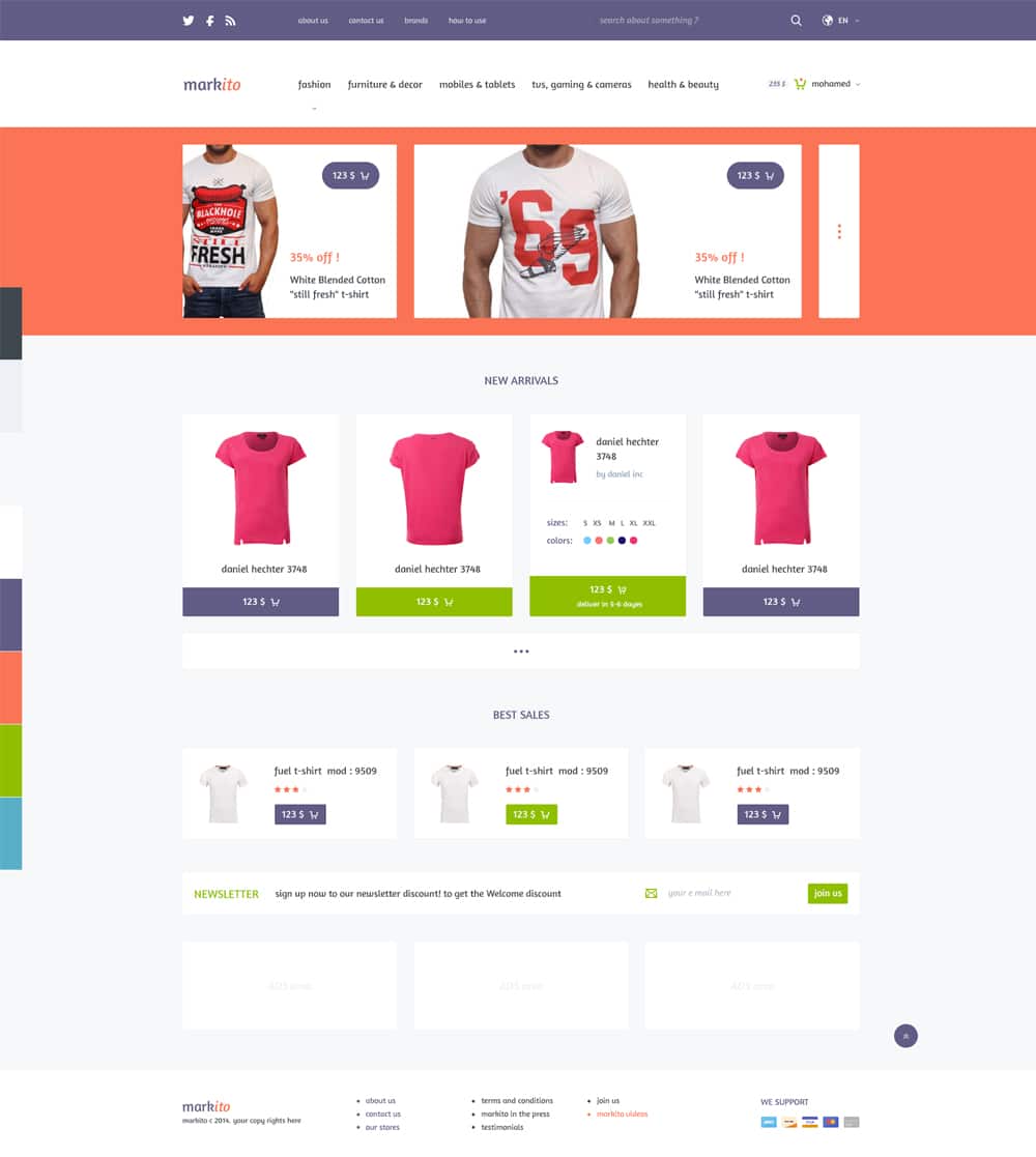 Latest Free Useful UI Elements PSD For E-commerce Websites 47 Markito Free Shopping Template PSD