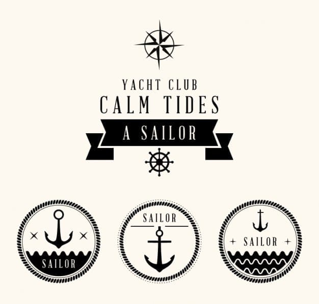 Nautical set of free badges 