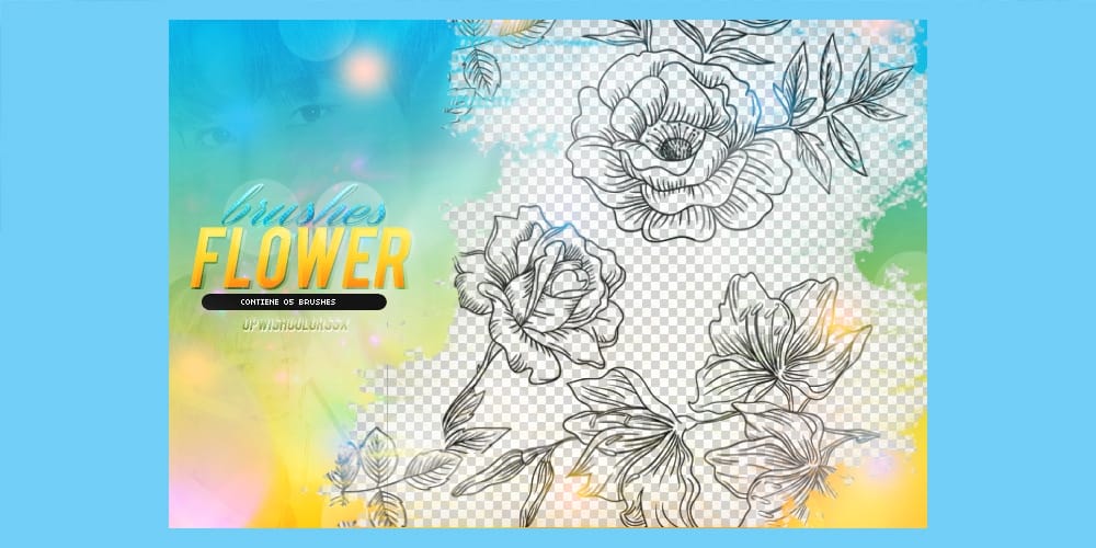 Collection of Best Photoshop Brushes 144 Outline Flowers Brushes