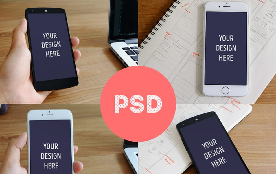 300+ Smartphone Mockup PSD Templates 339 Photorealistic iPhone 6 & Nexus 5 mockups
