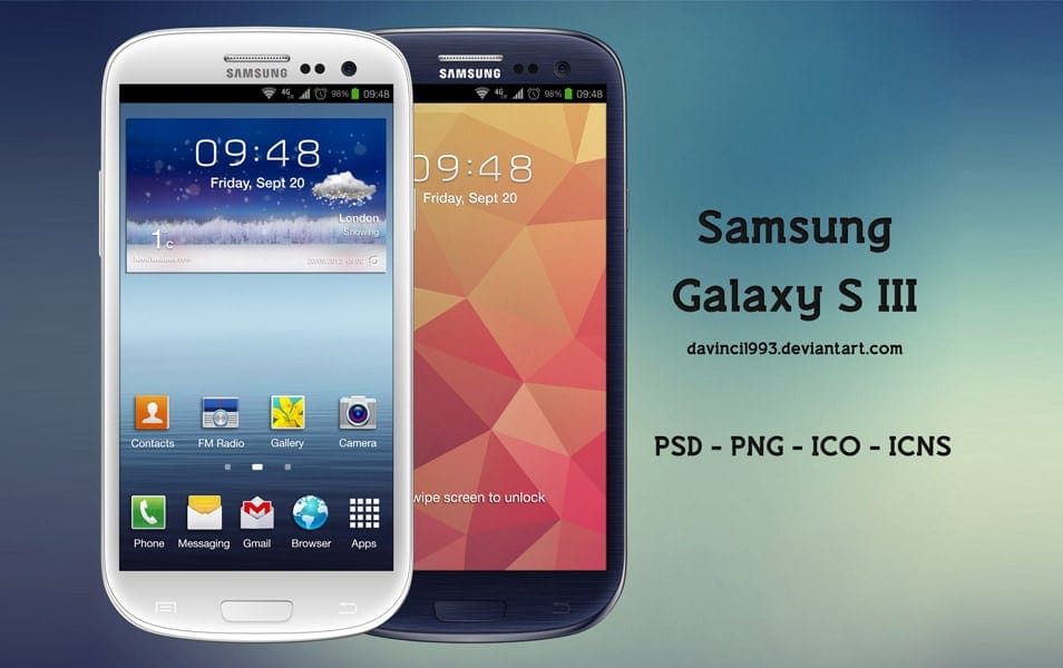 300+ Smartphone Mockup PSD Templates 127 Samsung Galaxy S III PSD