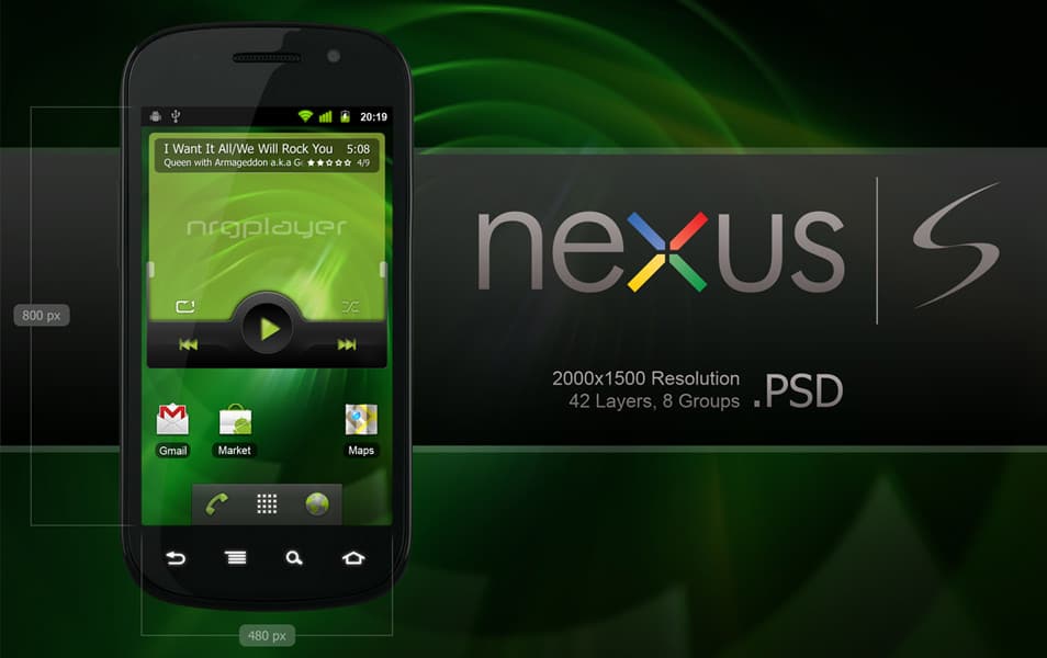 300+ Smartphone Mockup PSD Templates 136 Samsung Nexus S PSD