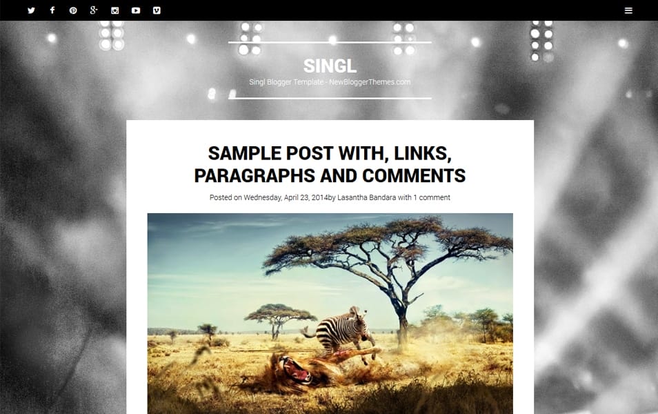 Singl Responsive Minimalist Blogger Template