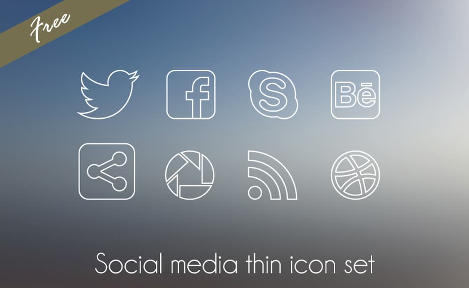 Social media thin icon set