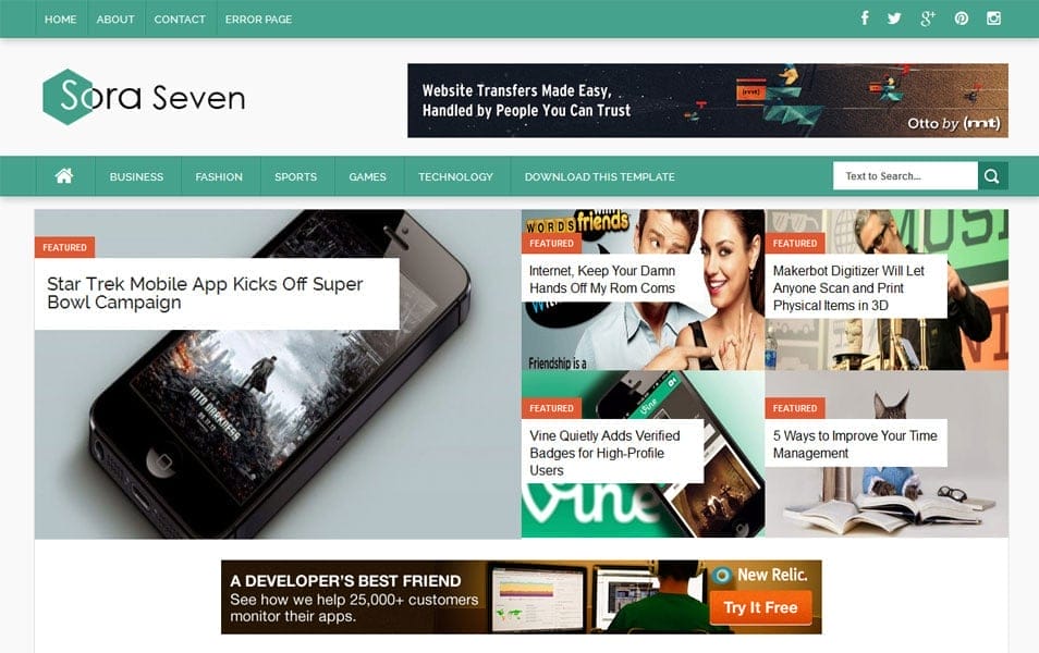 150+ Free Responsive Magazine Style Blogger Templates 2025 138 Sora Seven Responsive Magazine Blogger Template