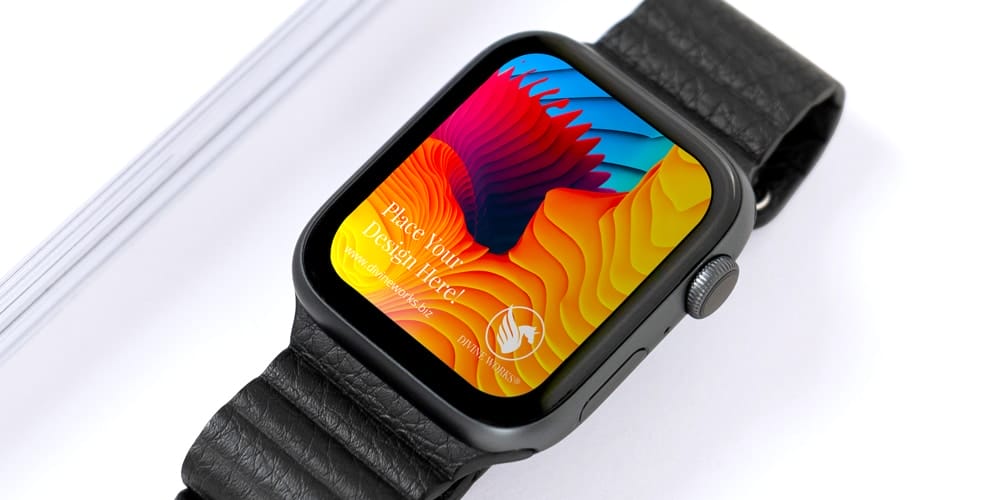 Space Gray Apple Watch Mockup PSD