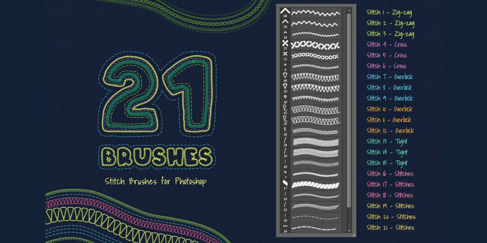 Collection of Best Photoshop Brushes 343 Stitch Photoshop Brushes