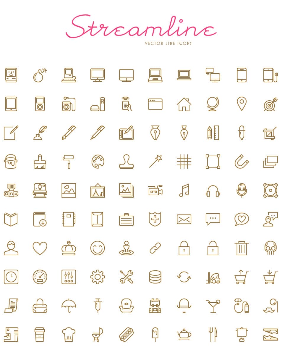 250+ Ultimate Collection of Free Line Icon Sets 146 Streamline - 100 Free Vector Icons