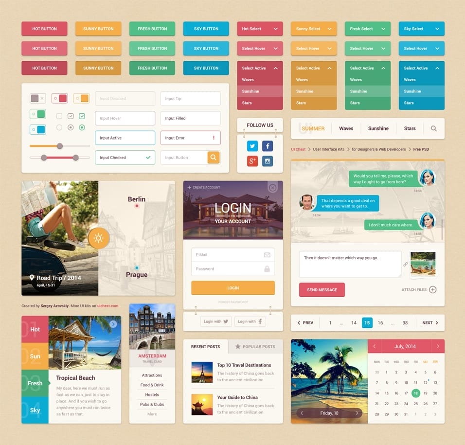 200+ Latest Free UI Kit PSD Collection 33 Summer-Ui-Kit