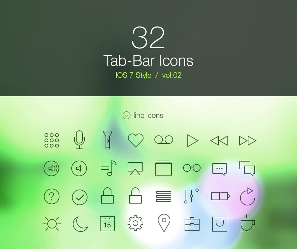 250+ Ultimate Collection of Free Line Icon Sets 17 Tab Bar Icons iOS 7 Vol2