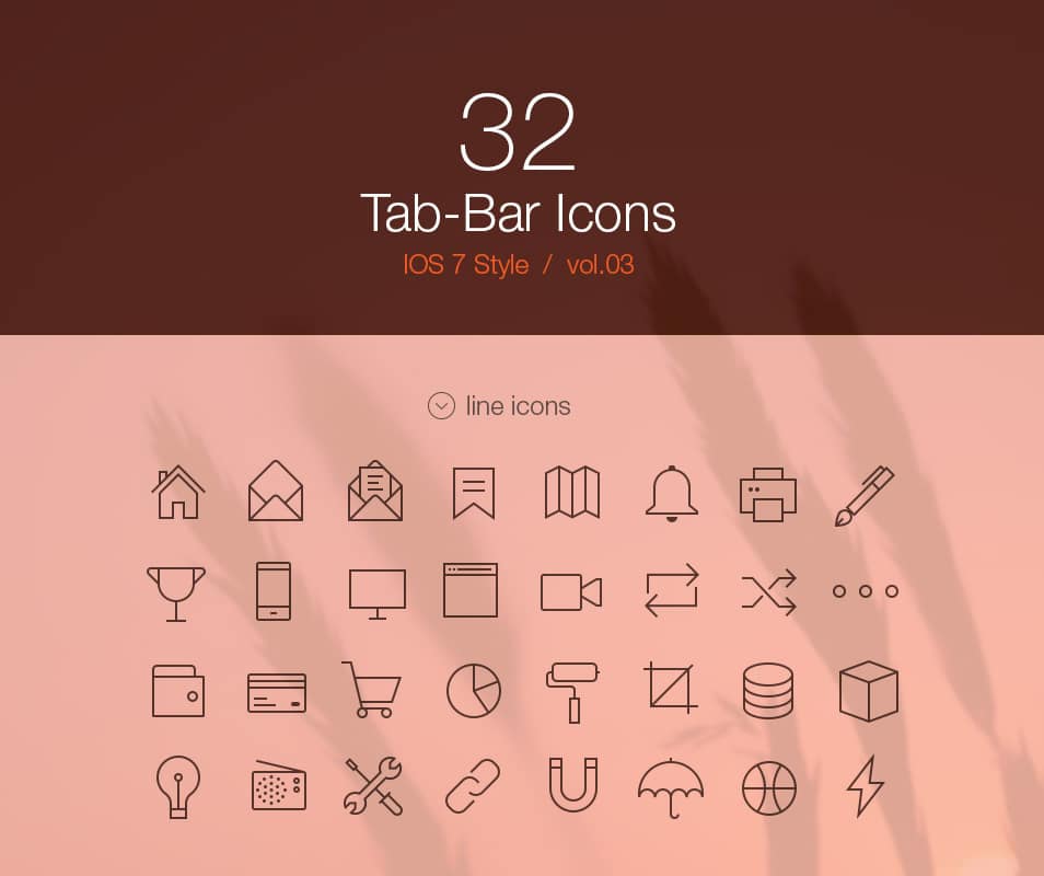 250+ Ultimate Collection of Free Line Icon Sets 15 Tab Bar Icons iOS 7 Vol3