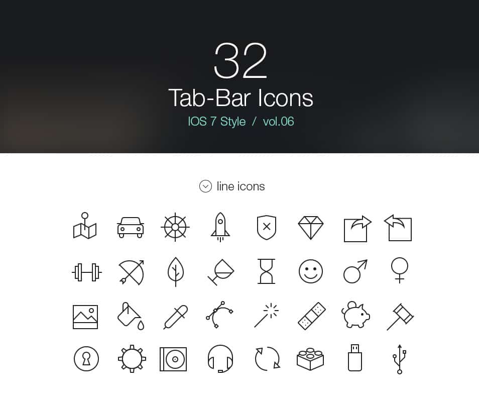 250+ Ultimate Collection of Free Line Icon Sets 6 Tab Bar Icons iOS 7 Vol6