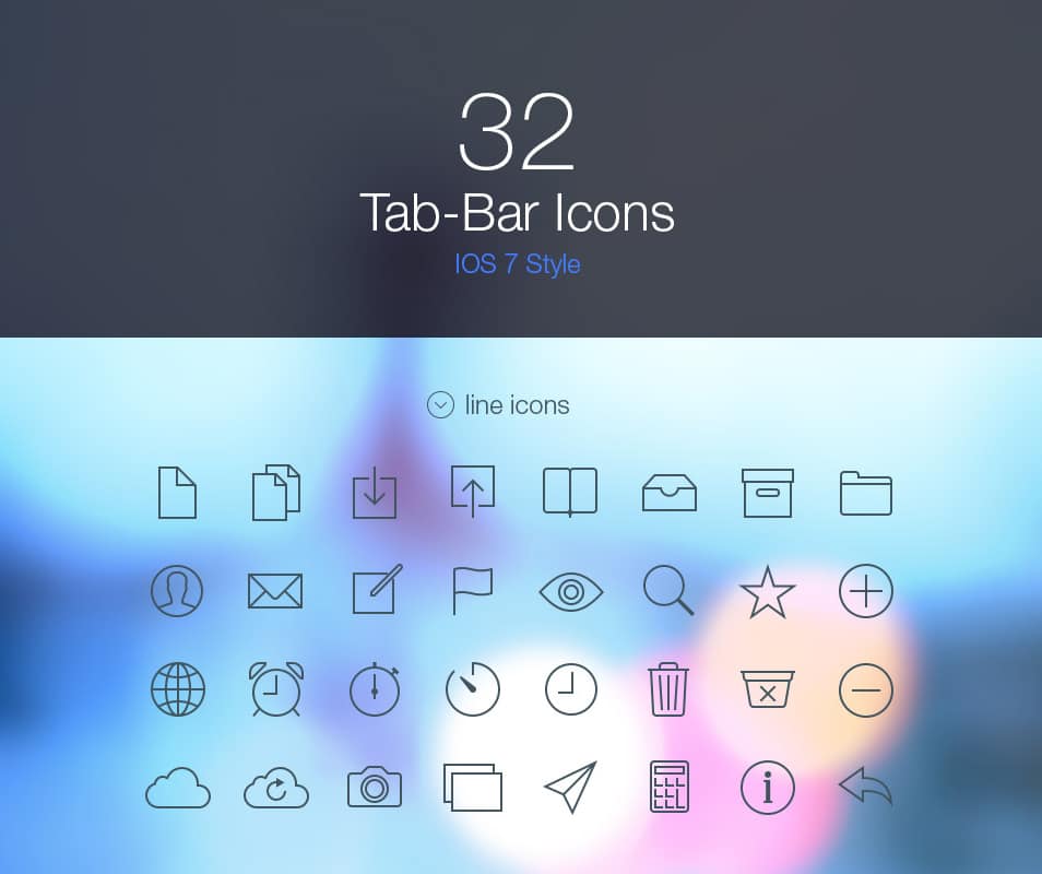 250+ Ultimate Collection of Free Line Icon Sets 21 Tab Bar Icons iOS 7