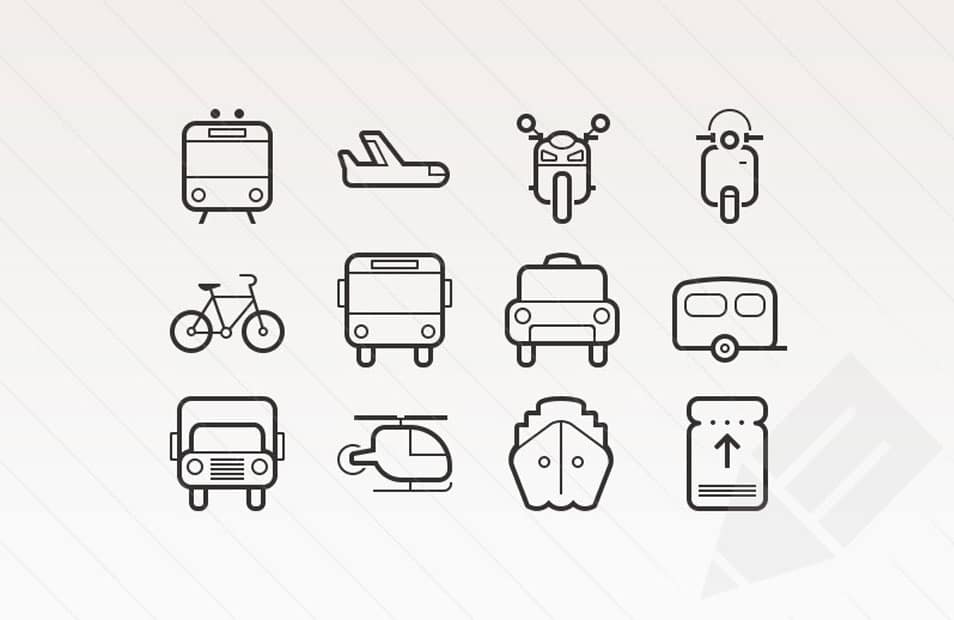 250+ Ultimate Collection of Free Line Icon Sets 137 Transportation Vector Icons