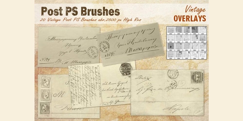 Collection of Best Photoshop Brushes 294 Vintage Post PS Brushes