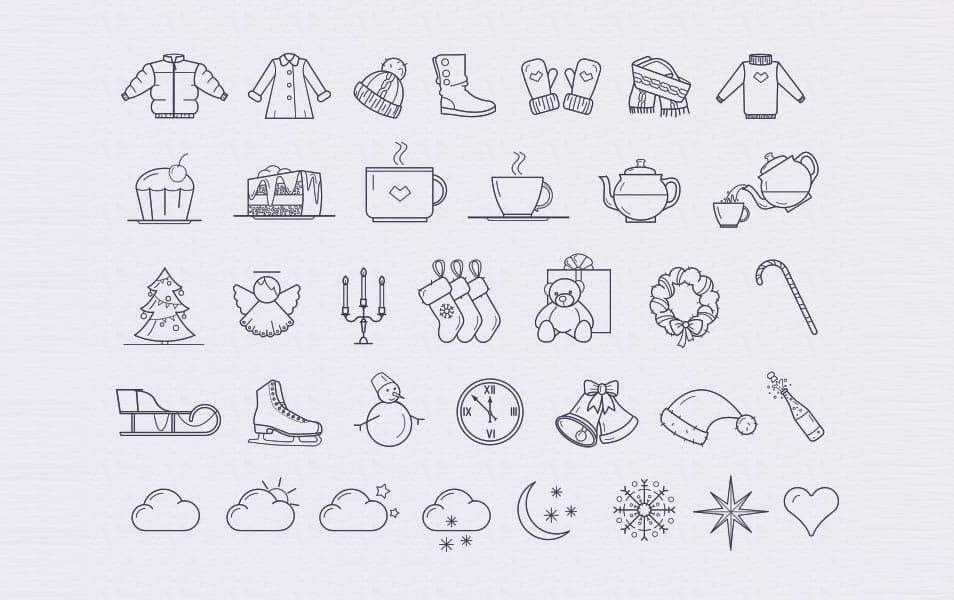 250+ Ultimate Collection of Free Line Icon Sets 179 Winter Icon Set