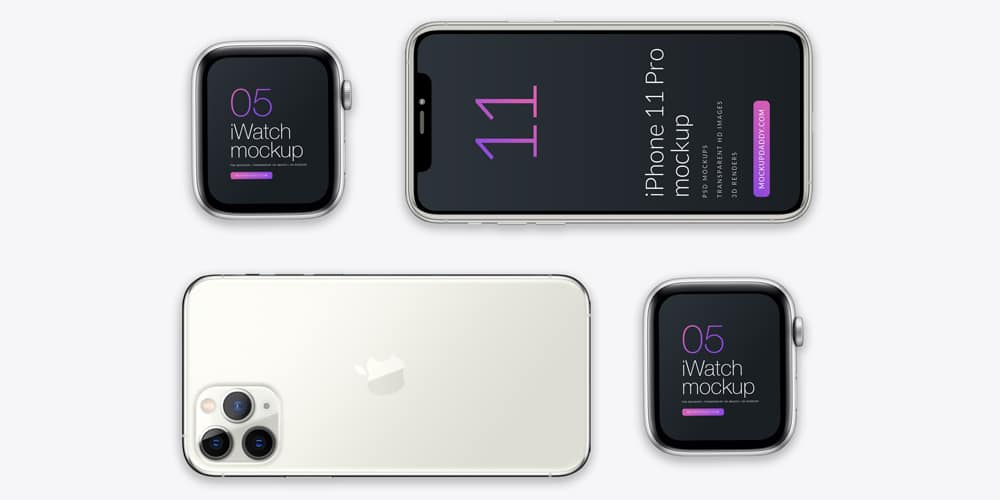 iPhone 11 and Apple Watch 5 Mockup