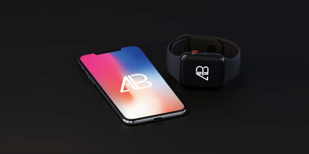 iPhone X and Apple Watch Series 3 Mockup