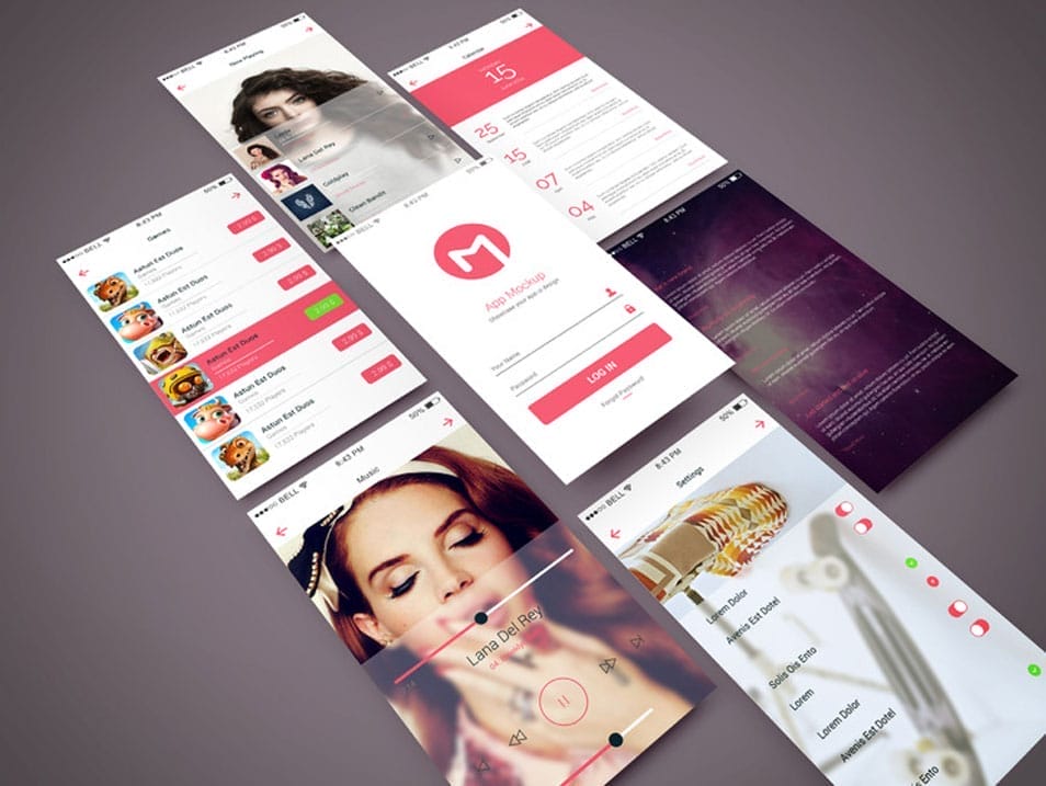 250+ iPhone 6 Mockup Design Templates (PSD, Ai, Sketch) 210 App Screen Showcase Mockup