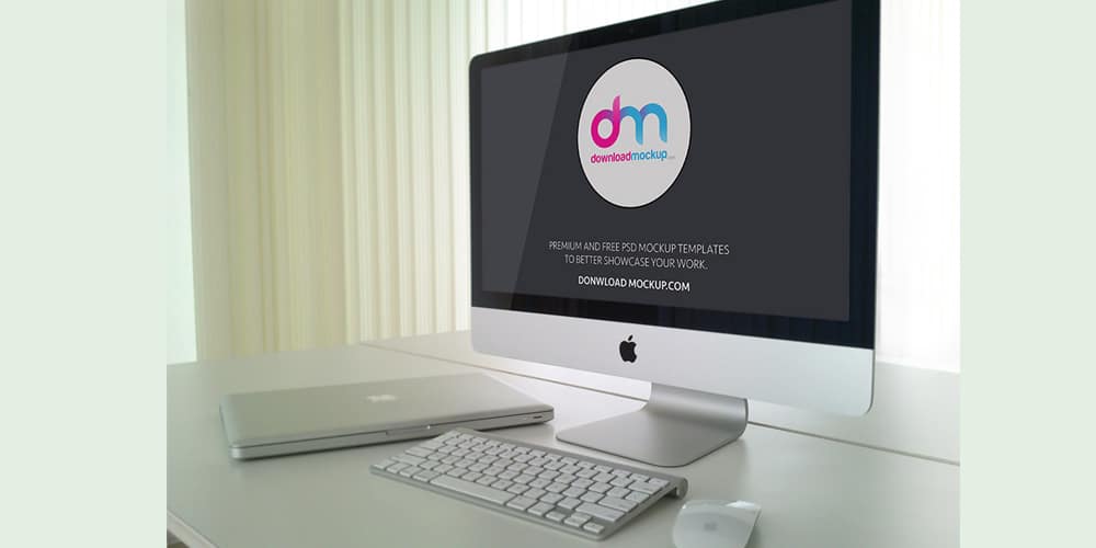 Free Workspace Mockup Design Templates 281 Apple iMac Mockup PSD