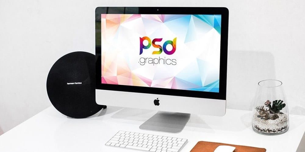 Free Workspace Mockup Design Templates 248 Clean iMac Mockup Template PSD