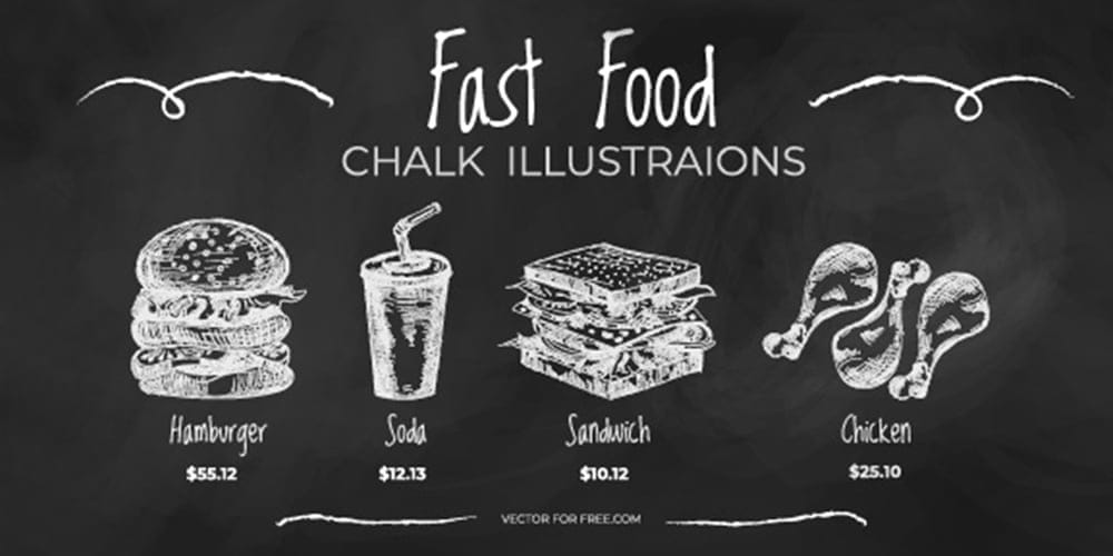Fast Food Chalk Illustrations