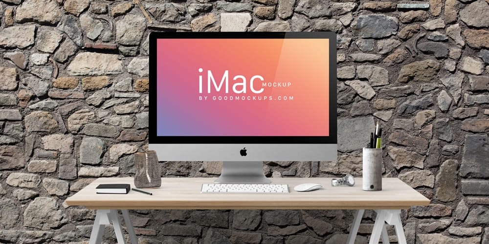 Free IMac Workplace Mockup PSD