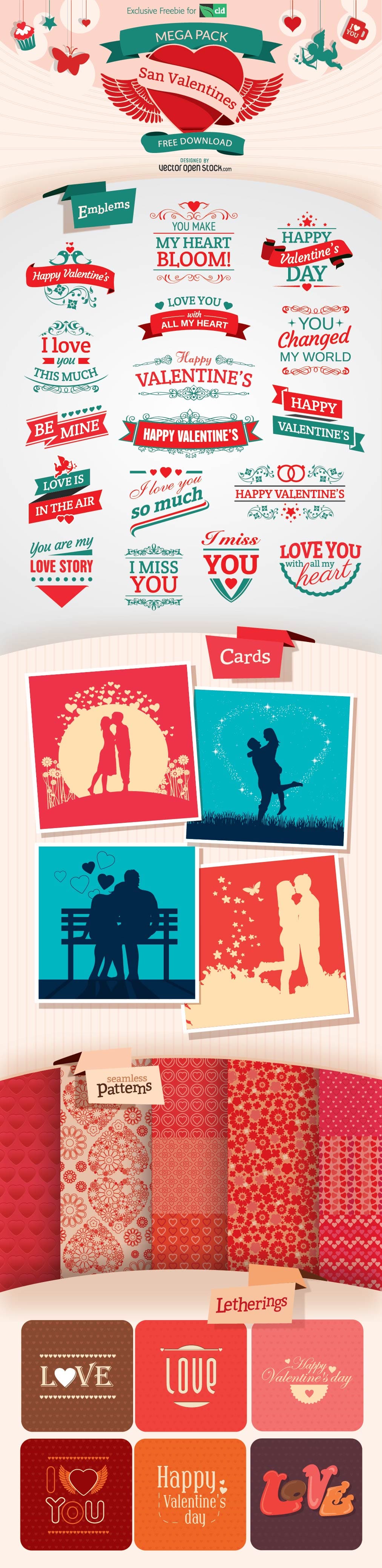 Free Mega Pack San Valentines Day Vectors