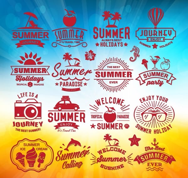 Free Summer Vector Logos with Vector Background