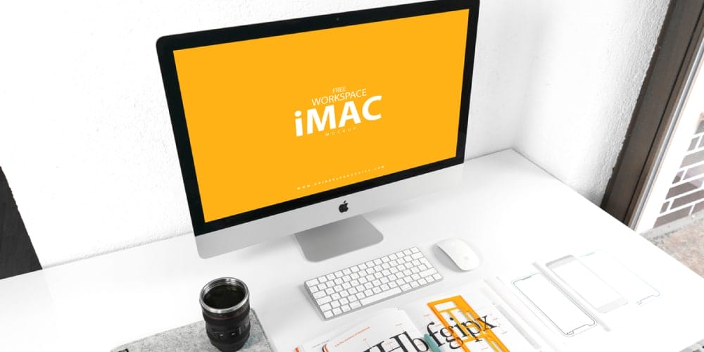 Free Workspace iMac Mockup PSD