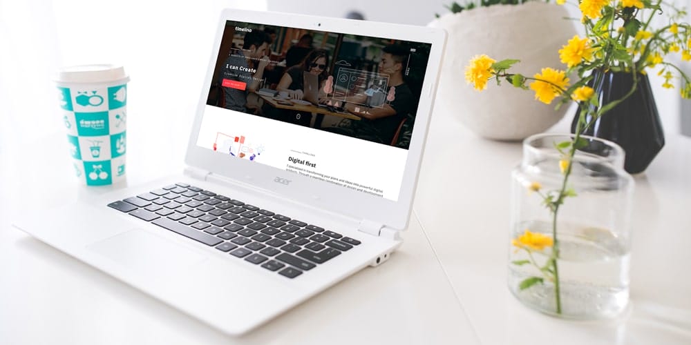 Free Workspace Mockup Design Templates 292 Laptop on table mockup