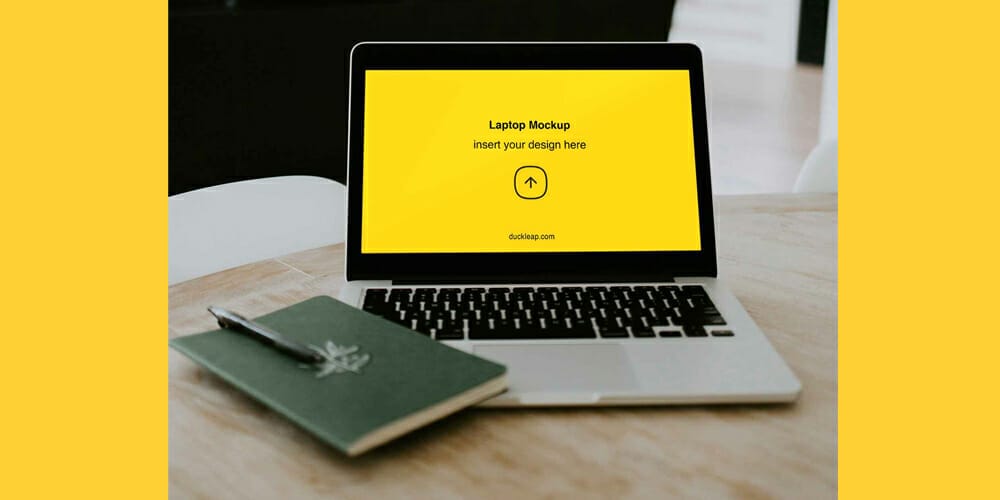 Free Workspace Mockup Design Templates 243 Laptop on the Table Mockup