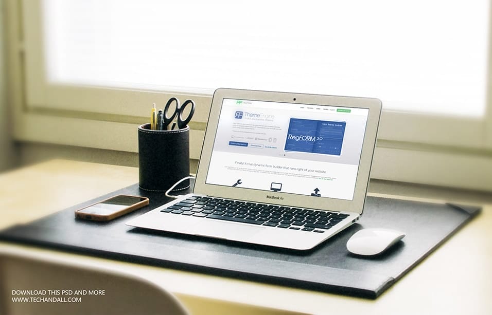 Free Workspace Mockup Design Templates 273 MacBook Air Screen Mockup